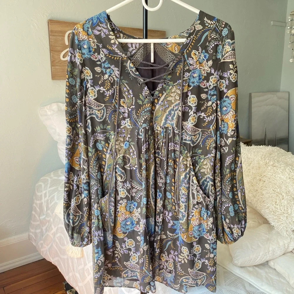Free People L Rain or Shine tunic boho Dress size xs‎